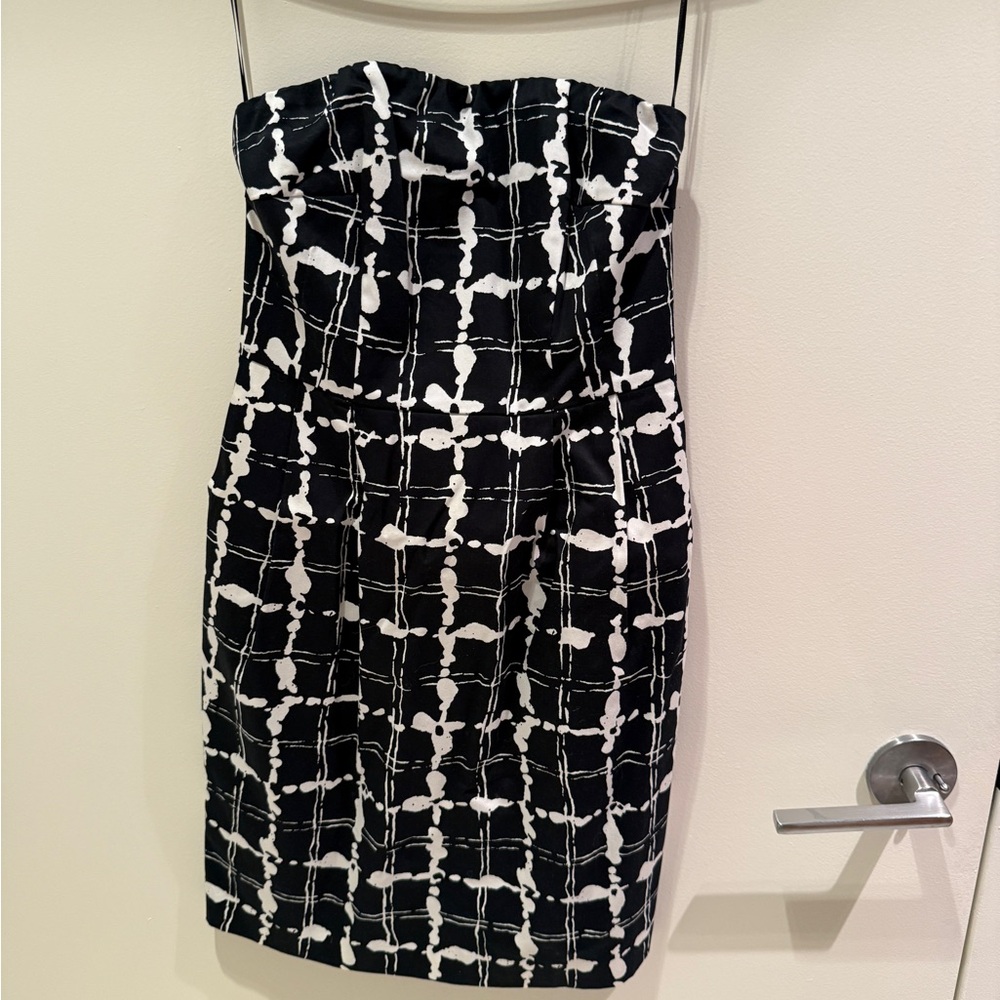 Express Black and White Strapless Dress